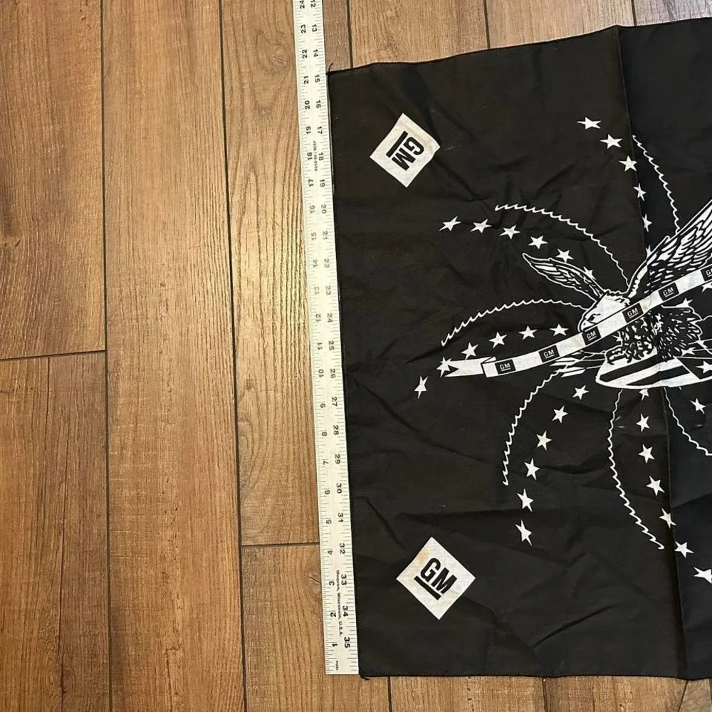 Vintage GM General Motors‎ Bandana Eagle Black White Graphic 90s